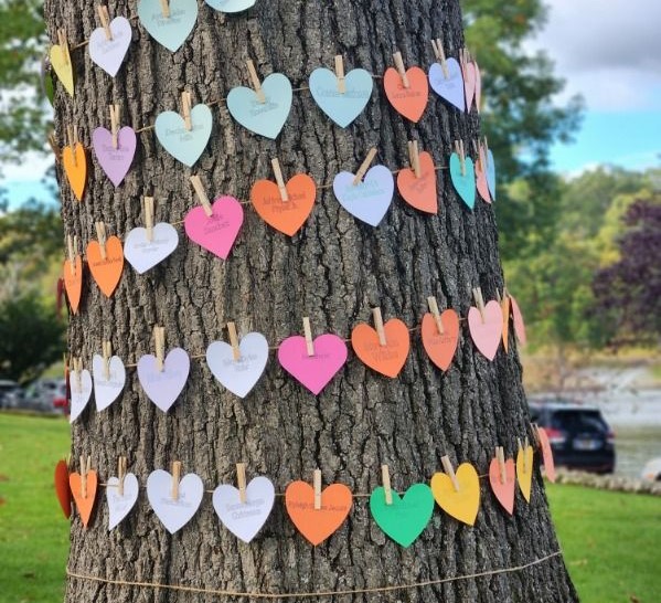 tree with paper hearts